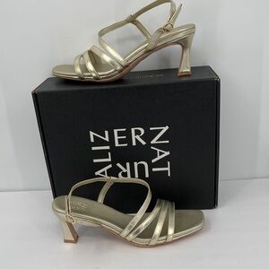 Naturalizer Galaxy strappy sandal heel gold metallic kitten heel shoe new 9.5